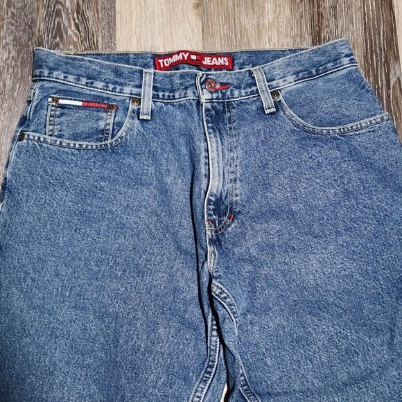 Vintage Tommy Hilfiger Tommy Jeans 31x30 Straight Leg Denim Blue USA Fabric Y2K - Picture 3 of 16
